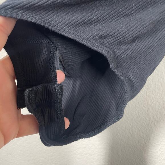 Vici Womens Size Small Square Neck Rib Playsuit Bodysuit Black Short Sleeves - Picture 6 of 8